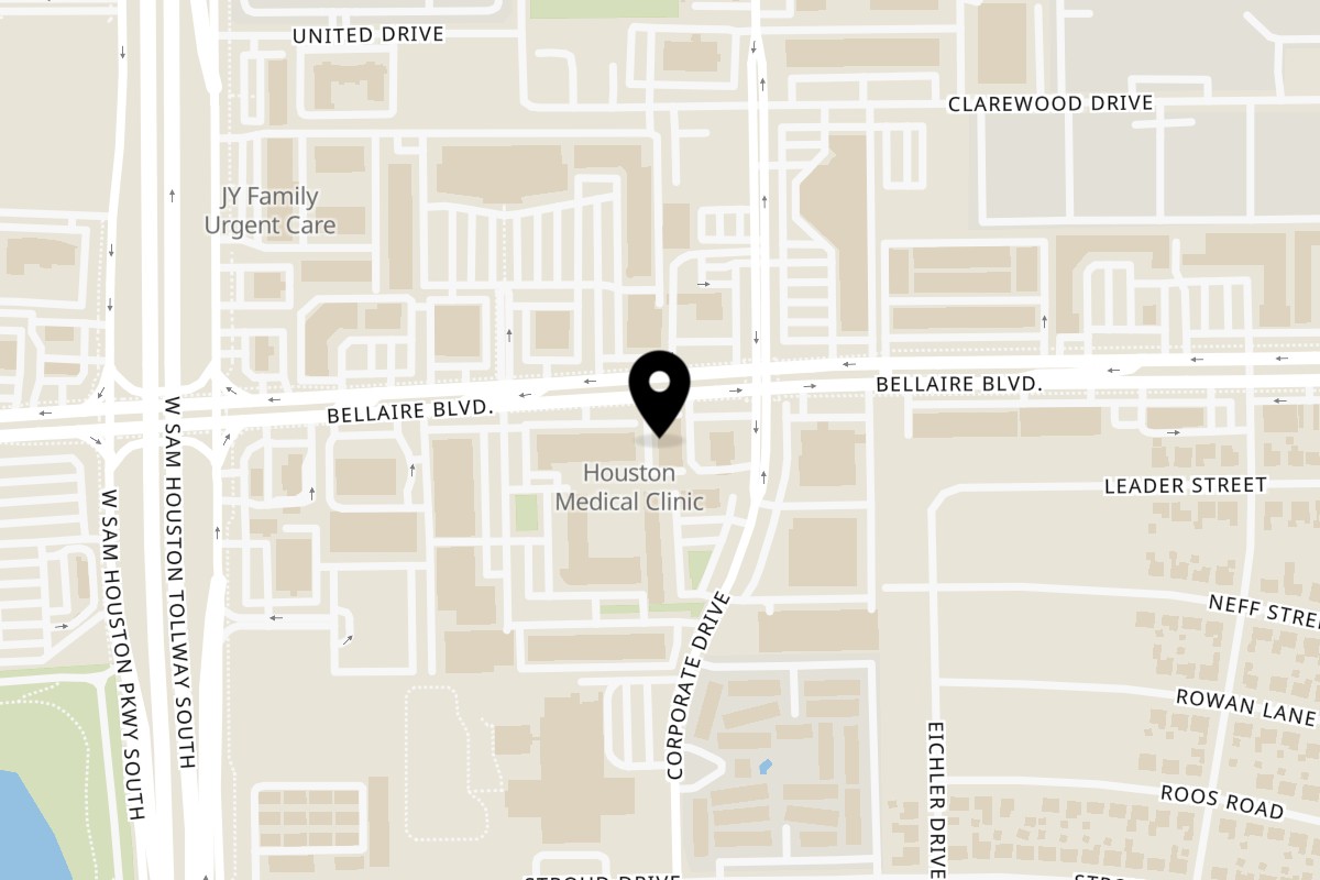 Map showing the location of iWok Chinatown on 9715 Bellaire Blvd ste b in Houston